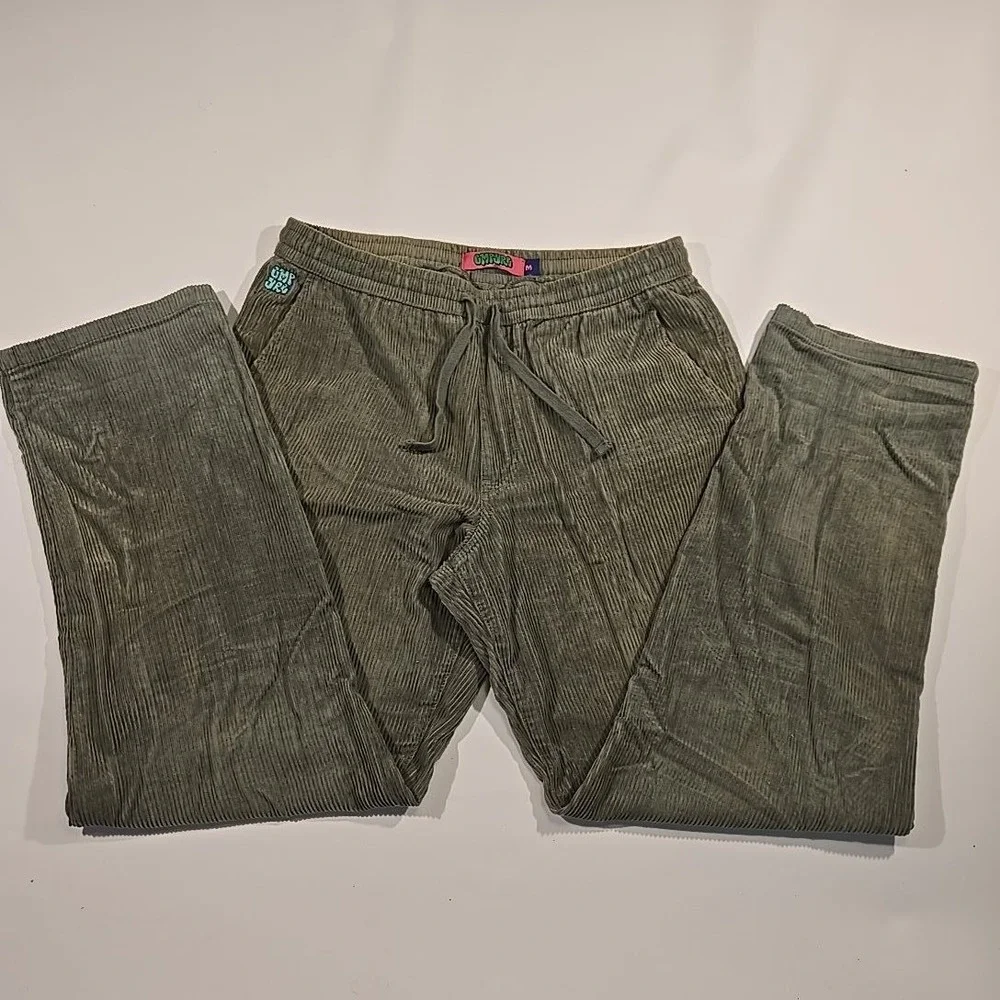 Empyre Men M Corduroy Jogger Pants Gray Drawstring Elastic Waist Street Comfy 33